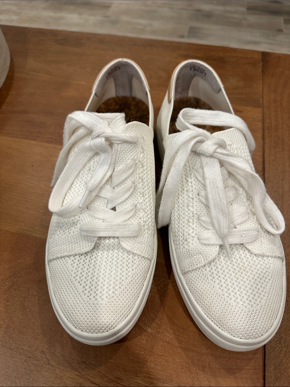 White Knit Lace-Up Sneakers